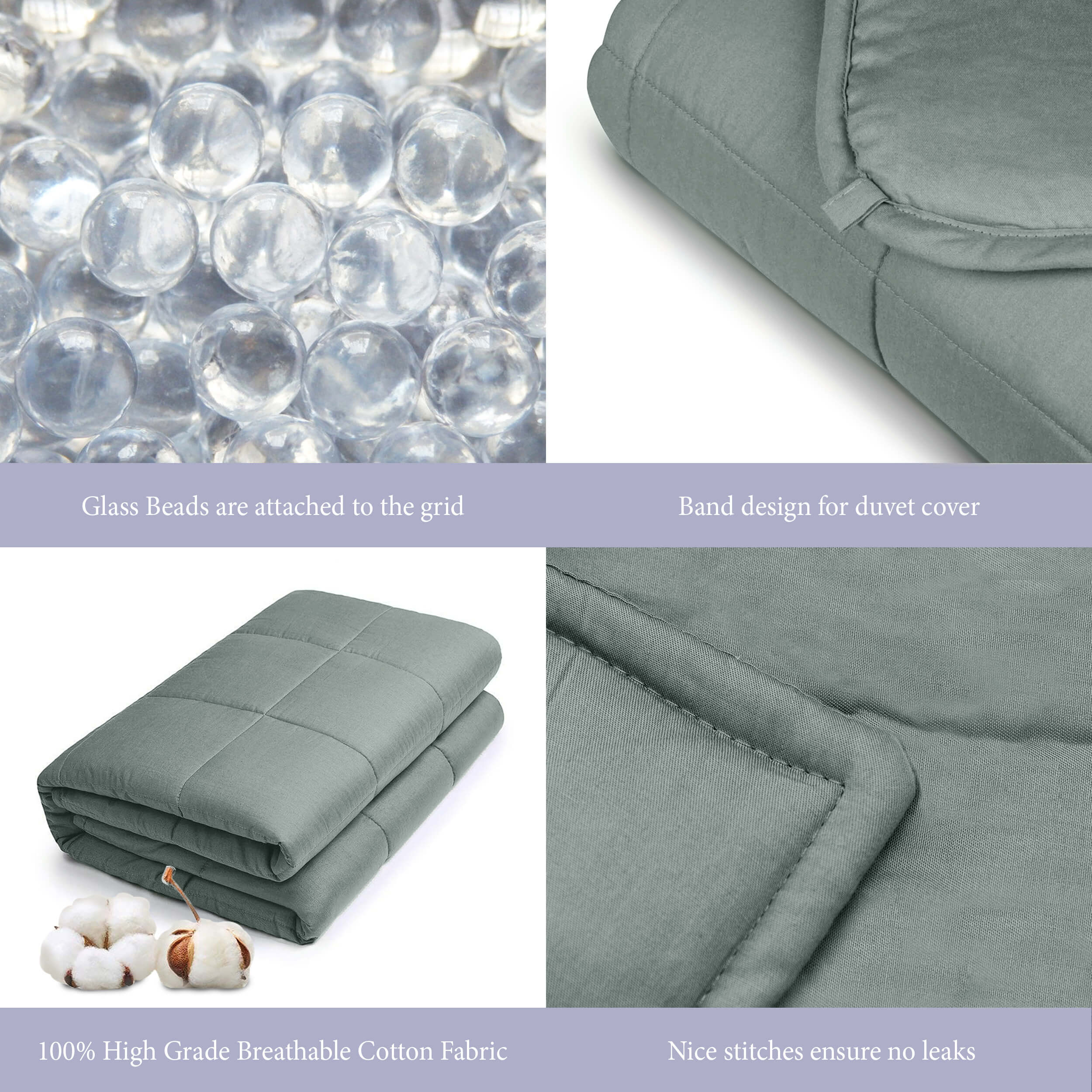 Royal Therapy Weighted Blanket 100% Calming Cotton Blanket with Glass