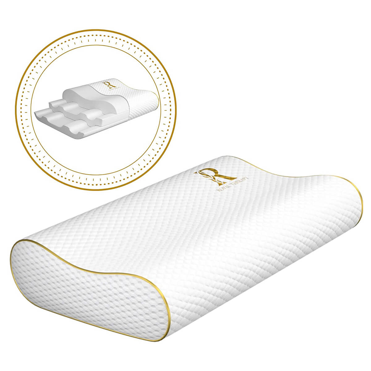Royal Therapy Shredded Odor-Free Pillow for Neck & Shoulder Pain Relief Stomach Orthopedic Contour Pillow Bamboo Pillow CertiPUR-US Certified Support for Back Side Sleepers Memory Foam Pillow 