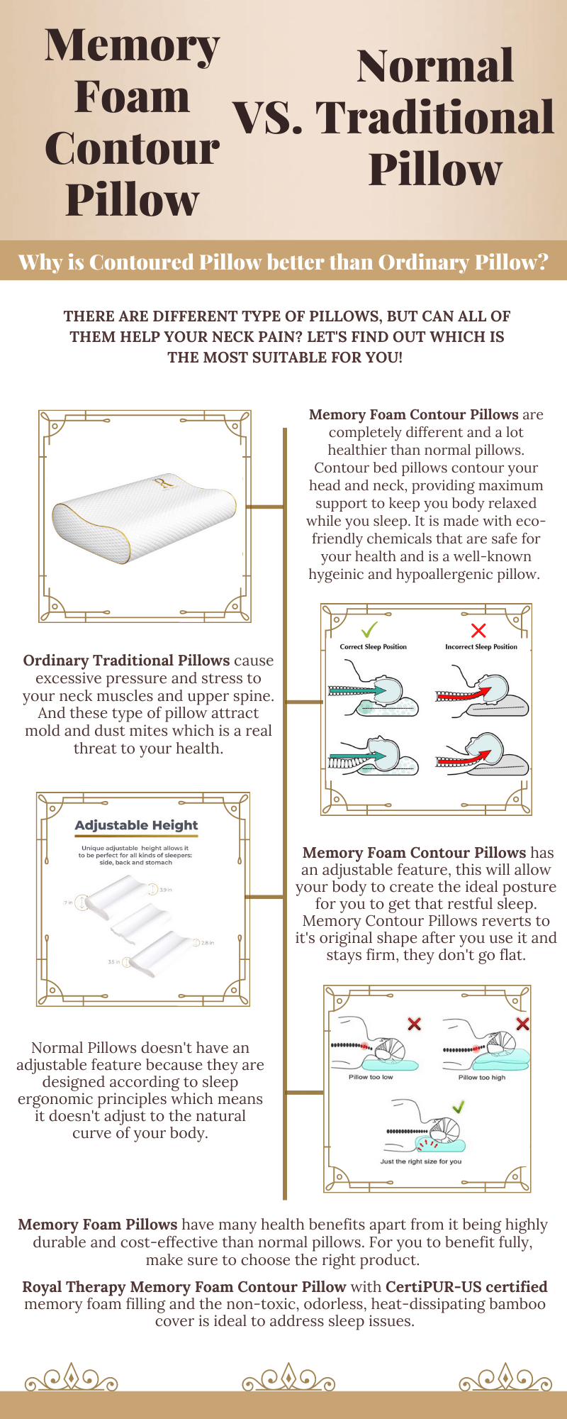 Memory Foam Pillow vs. Normal Pillow Royal Therapy